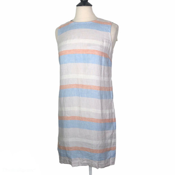 NEW Cynthia Rowley 100% Linen Striped Shift Dress - Picture 1 of 9